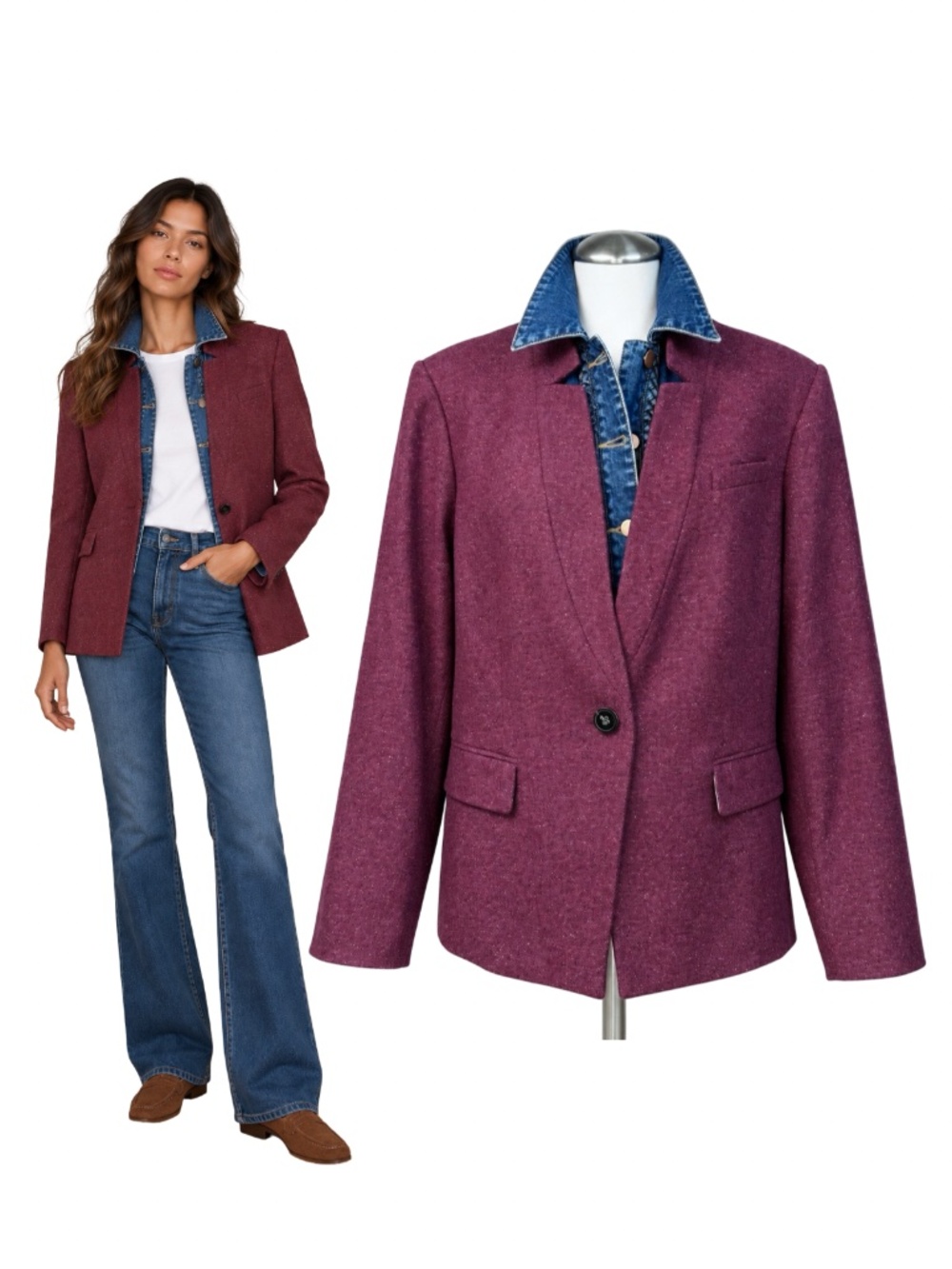 $645 VERONICA BEARD Farley Dickey Blazer Berry Burgundy Size 18 NWOT